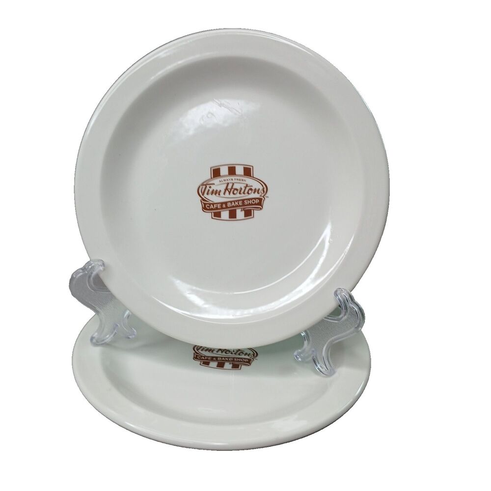 2 Tim Hortons Steelite England Employee Ceramic Restaurant Lunch Donut Plate